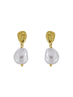 Pendientes Plata Dorada Mujer PSTP3/C Perlas Irregulares