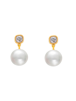 Pendientes Plata Dorada Mujer PSTP4/C Perlas Circonitas