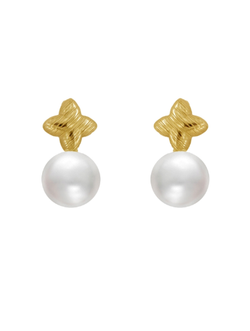 Pendientes Plata Dorada Mujer PSTP6/C Flor Perlas