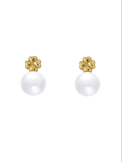 Pendientes Plata Dorada Mujer PSTP7/C Trébol Perlas