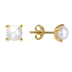 Pendientes Plata Dorada Perlas 4mm PEL1004DOPA04