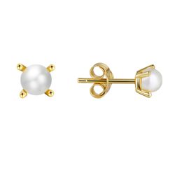 Pendientes Plata Dorada Perlas 5mm PEL1004DOPA05