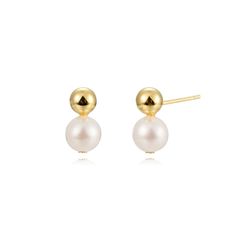 Pendientes Plata Dorada Perlas Cultivadas 12mm PEM0292DOPA