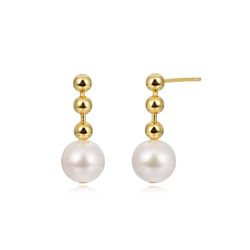 Pendientes Plata Dorada Perlas Cultivadas 20mm PEM0291DOPA