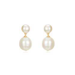 Pendientes Plata Dorada Perlas Cultivadas 24mm PEM0286DOPA
