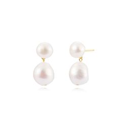 Pendientes Plata Dorada Perlas Cultivadas 25mm PEM0293DOPA