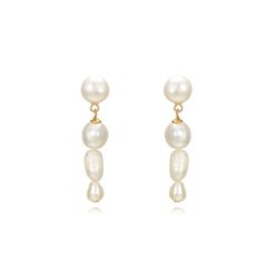 Pendientes Plata Dorada Perlas Cultivadas 34mm PEM0285DOPA