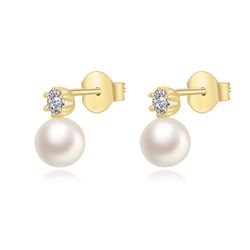 Pendientes Plata Dorada Perlas Cultivadas 9mm PEM0276DOPA