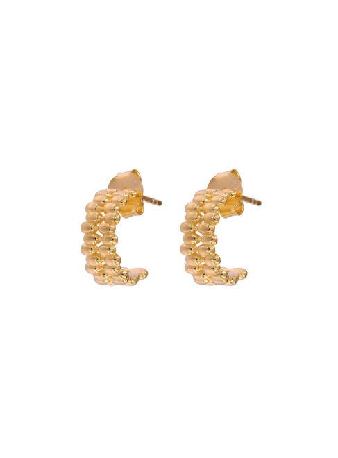 Pendientes Plata Dorada PPAC193/C Medio Aro En Brillo