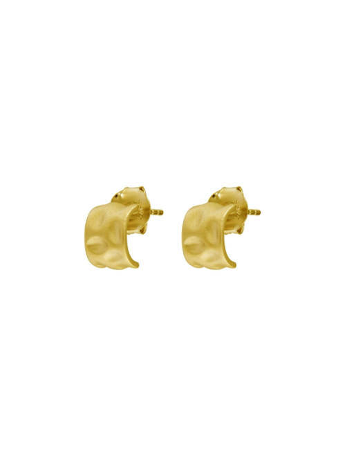 Pendientes Plata Dorada PPAC195/C Medio Aro Martillado En Brillo