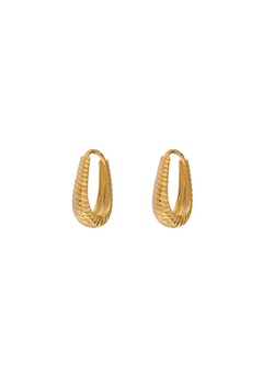 Pendientes Plata Dorada PPAC197/C Aro Alargado Tallado