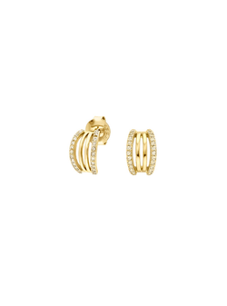 Pendientes Plata Dorada PPAC198/C Medio Aro C. Circonitas