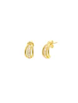 Pendientes Plata Dorada PPAC200/C Medio Aro C. Circonitas