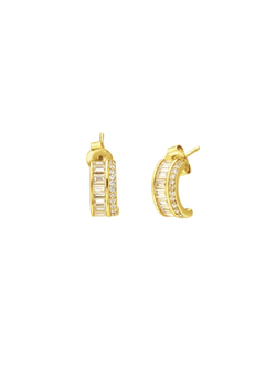 Pendientes Plata Dorada PPAC202/C Medio Aro C. Circonitas