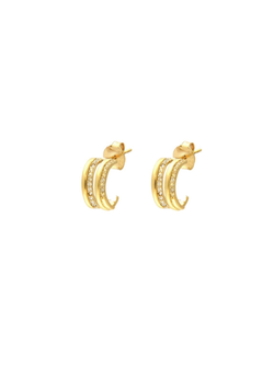 Pendientes Plata Dorada PPAC203/C Medio Aro C. Circonitas