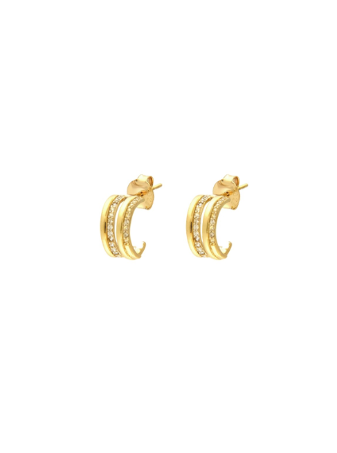 Pendientes Plata Dorada PPAC203/C Medio Aro C. Circonitas