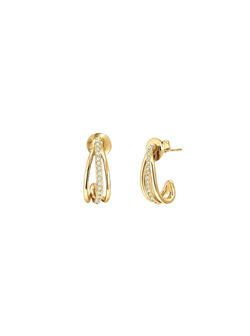 Pendientes Plata Dorada PPAC208/C Medio Aro C. Circonitas