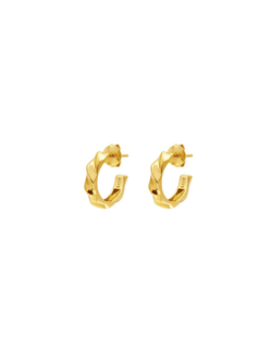 Pendientes Plata Dorada PPAC212/C Medio Aro En Brillo