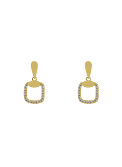 Pendientes Plata Dorada PPEN2195/C Colgante Cuadrado C. Circonitas