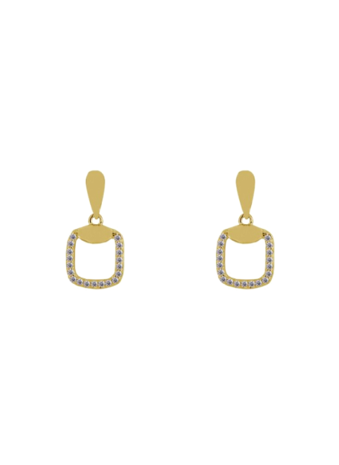 Pendientes Plata Dorada PPEN2195/C Colgante Cuadrado C. Circonitas