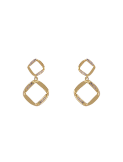 Pendientes Plata Dorada PPEN2196/C Colgante Rombo C. Circonitas