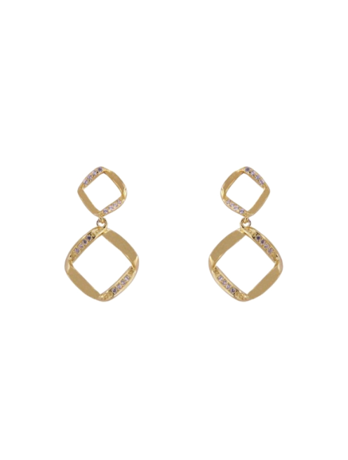 Pendientes Plata Dorada PPEN2196/C Colgante Rombo C. Circonitas