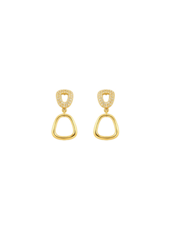 Pendientes Plata Dorada PPEN2286/C Circonitas C. Colgante En Brillo