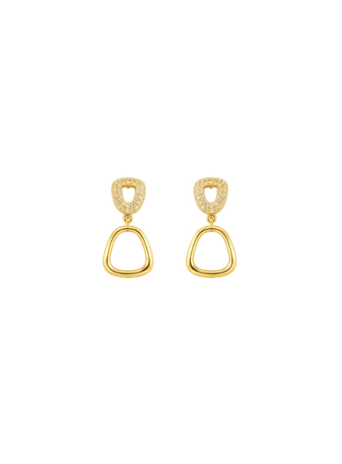 Pendientes Plata Dorada PPEN2286/C Circonitas C. Colgante En Brillo