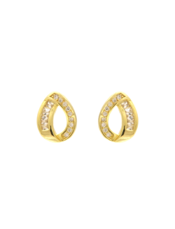Pendientes Plata Dorada PPR 804/C Gota Calada C. Circonitas