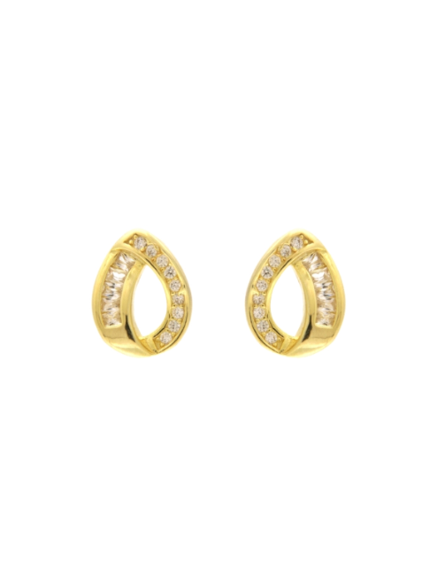 Pendientes Plata Dorada PPR 804/C Gota Calada C. Circonitas