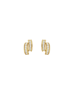 Pendientes Plata Dorada PPR 805/C Dos Bandas C. Circonitas
