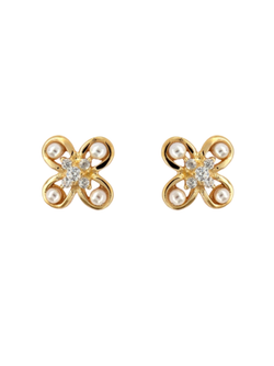 Pendientes Plata Dorada PPRP77/C Trébol C. Circonitas