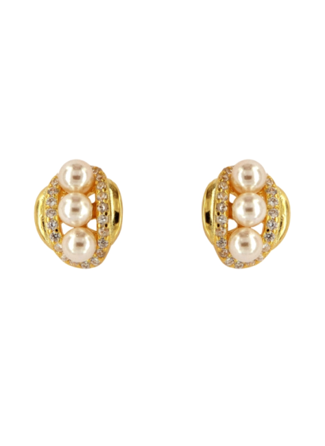 Pendientes Plata Dorada PPRP79/C Perlas C. Circonitas