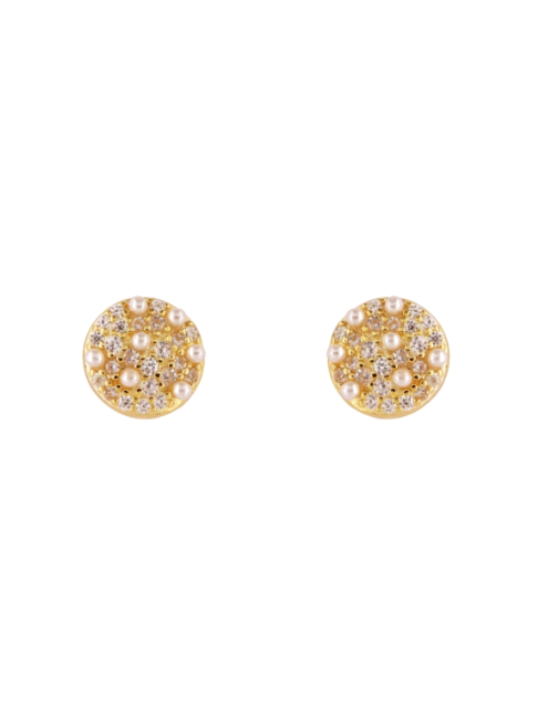 Pendientes Plata Dorada PPRP81/C Círculo C. Circonitas