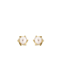 Pendientes Plata Dorada PPRP84/C Perla C. Circonitas