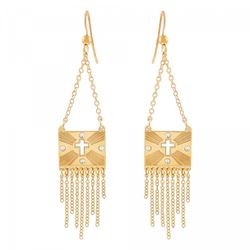 Pendientes Plata Dorada Sovrani AVP023 Cruz Strass