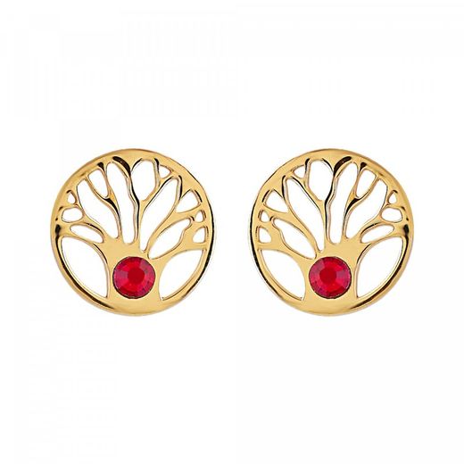 Pendientes Plata Dorada Sovrani AVP097 Árbol De La Vida Rubí