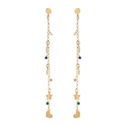Pendientes Plata Dorada Sovrani AVP188 Corazones Estrellas Y Lunas Colgante