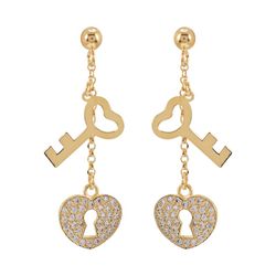 Pendientes Plata Dorada Sovrani AVP213 Candado Corazón Circonitas