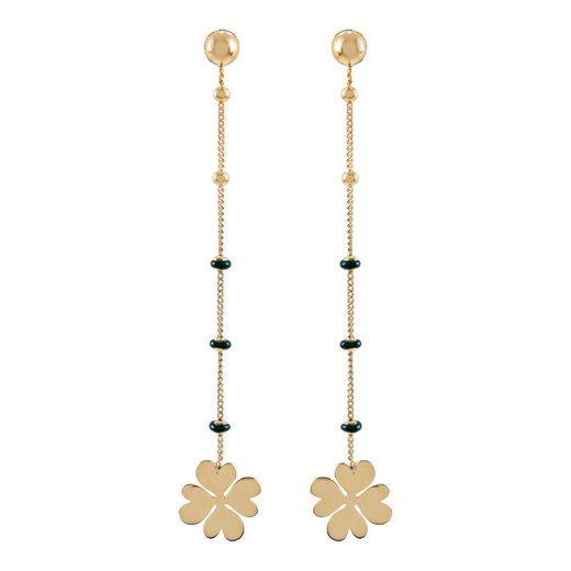 Pendientes Plata Dorada Sovrani AVP235 Trébol Colgante