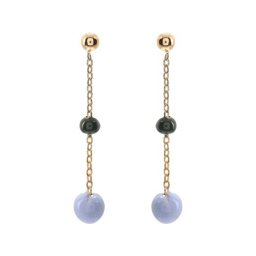 Pendientes Plata Dorada Sovrani AVP289 Esmaltadas Lila Bicolor Negra