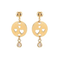 Pendientes Plata Dorada Sovrani AVP330 Corazones Calados Con Circonita