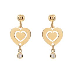 Pendientes Plata Dorada Sovrani AVP336 Corazón Circonitas