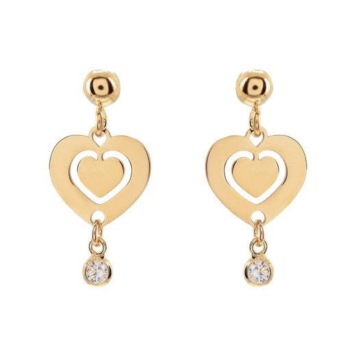Pendientes Plata Dorada Sovrani AVP336 Corazón Circonitas