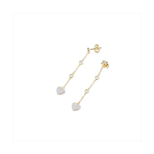 Pendientes Plata Dorada Sovrani J11646 Corazón C. Circonitas 5,00cm