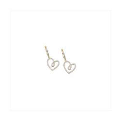 Pendientes Plata Dorada Sovrani J11659 Aro Colgante Corazón C. Circonitas 3,00cm