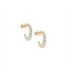 Pendientes Plata Dorada Sovrani J11670 Medio Aro C. Circonitas 2,00cm