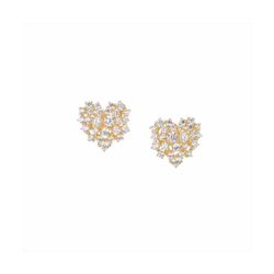 Pendientes Plata Dorada Sovrani J12017 corazón con circonitas 4,50cm