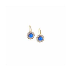 Pendientes Plata Dorada Sovrani J12026 Aro C. Piedra Zafiro Redonda & Circonitas 2,50cm