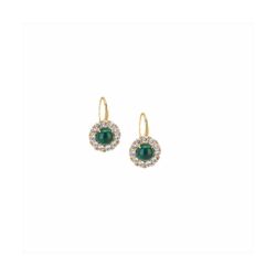Pendientes Plata Dorada Sovrani J12028 Aro C. Piedra Esmeralda Redonda & Circonitas 2,50cm